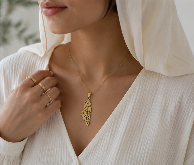 Palestine Map Pendant Necklace