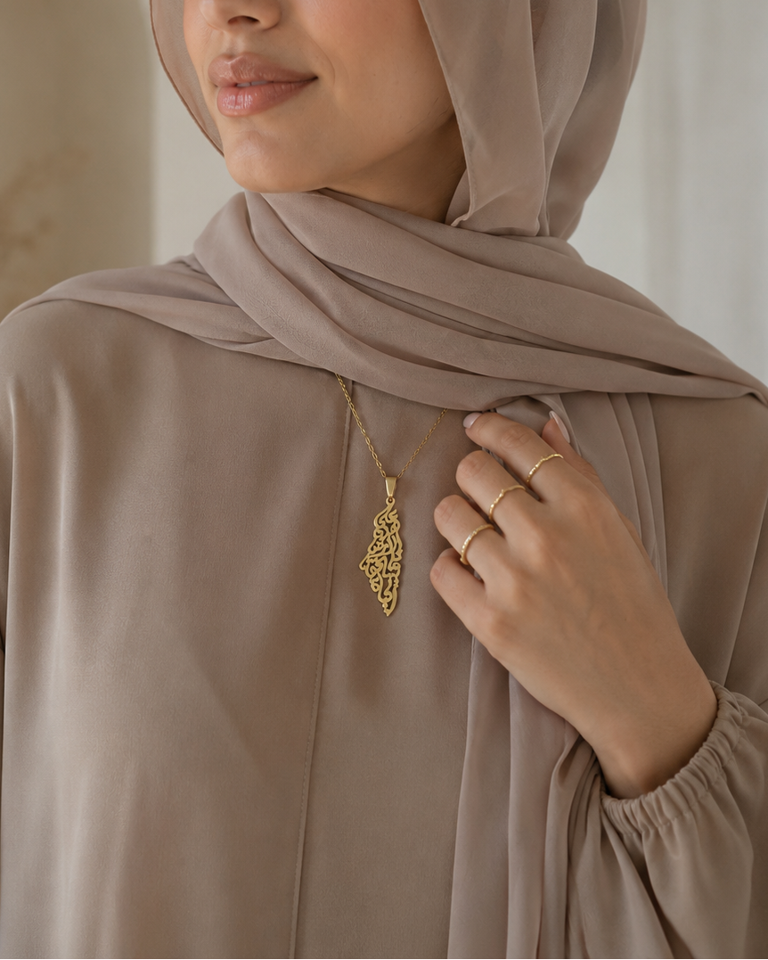 Palestine Map Pendant Necklace